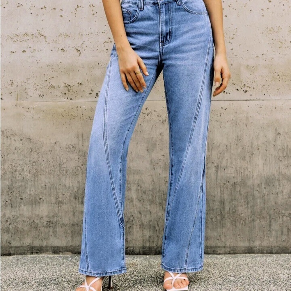 Commense Blue Flare Wide Leg Jeans